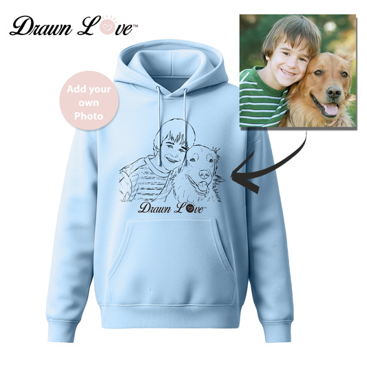Hoodie à capuche personnalisé avec photo et dessin au trait